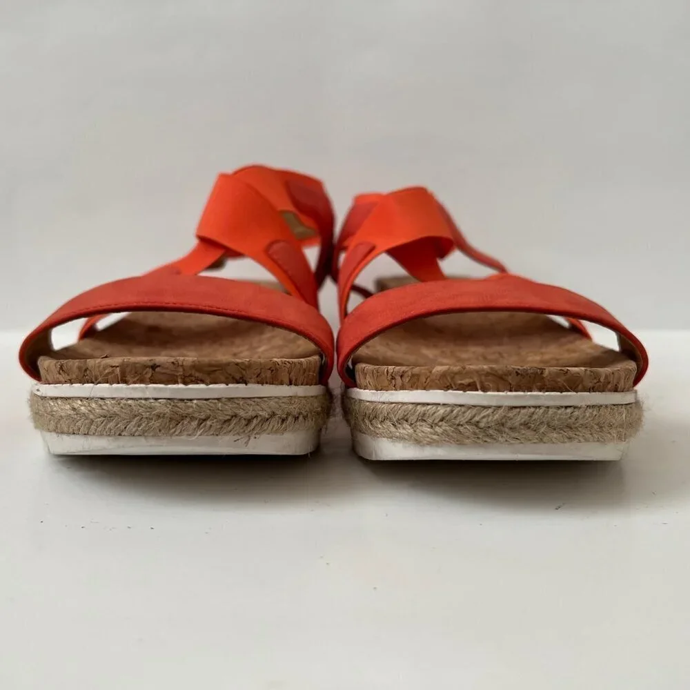 Adrienne Vittadini Size 9M Women Orange Wedge Slip on AV-Pritin Cork Sandals